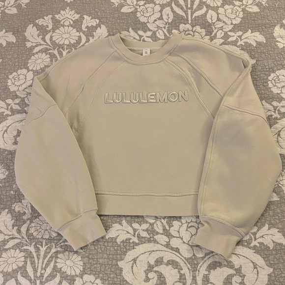 lululemon athletica Tops - Lululemon Scuba Oversized Pullover Wordmark ~ M/L ~ Bone